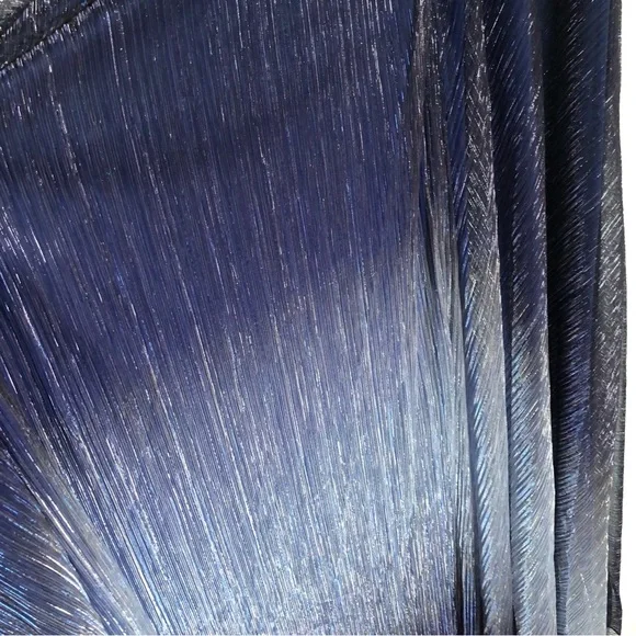 NWT Betsy & Adam Navy Blue Ombré Metallic Halter Neckline Dress Gown Size 8